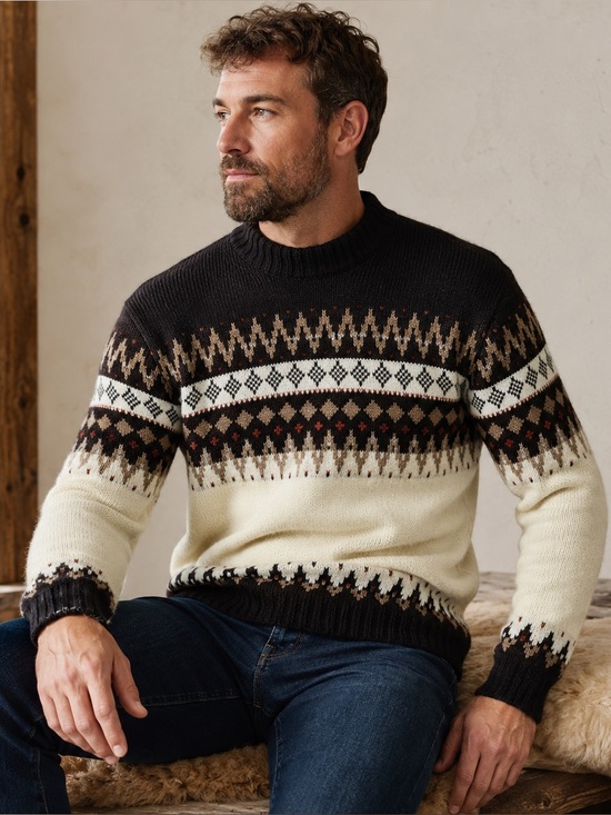 Other - KP Knitwear Men’s Fair Isle Knit Sweater Cozy Heritage Nordic Size L Vintage